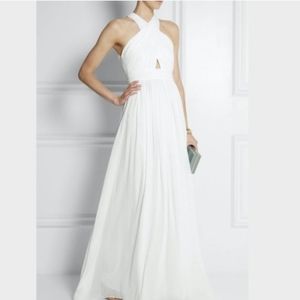 ALICE+ OLIVIA Jaelyn Cross Top Flare Dress in White, with Cut Outs, Size 6